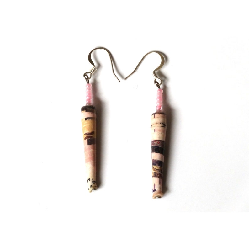 Earrings in pink handmade and crafted by hand. They are a beuatuful gift Idea, Dangle Earrings, Drop Earrings, Gift Earring by afriartisan image 1