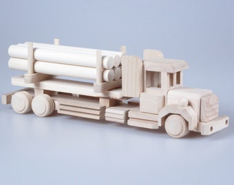 Handmade Wooden Toy Truck, Reclaimed Wood Bales, Eco-Friendly
