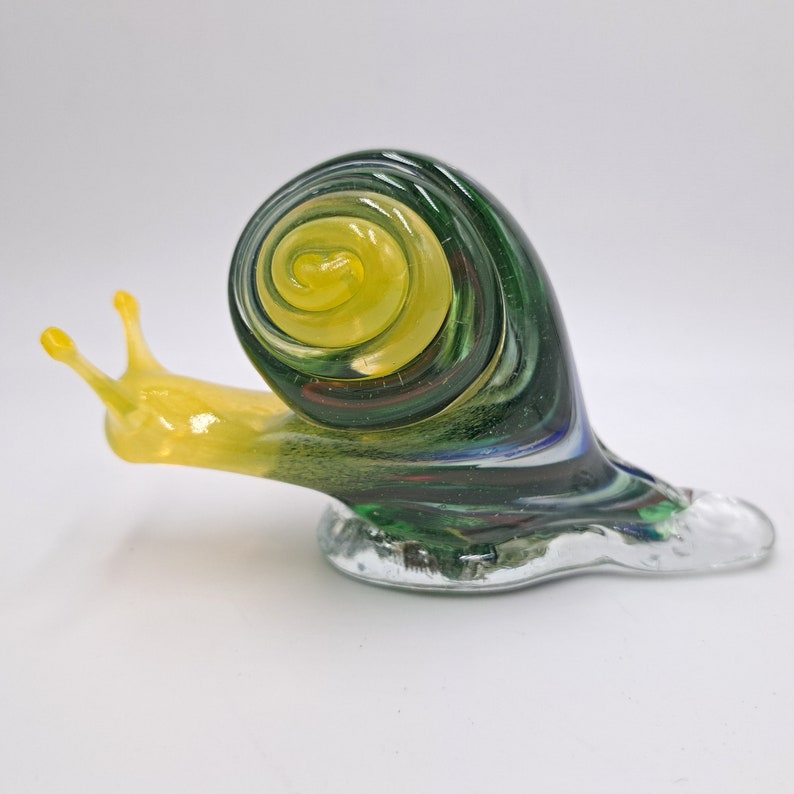 Handmade Green Blown Glass Snail, Figurine Ornament, Gift Idea, Collectible Glass, Crystal, Present For, Home, Collectible, Fused, Sea Glass image 1