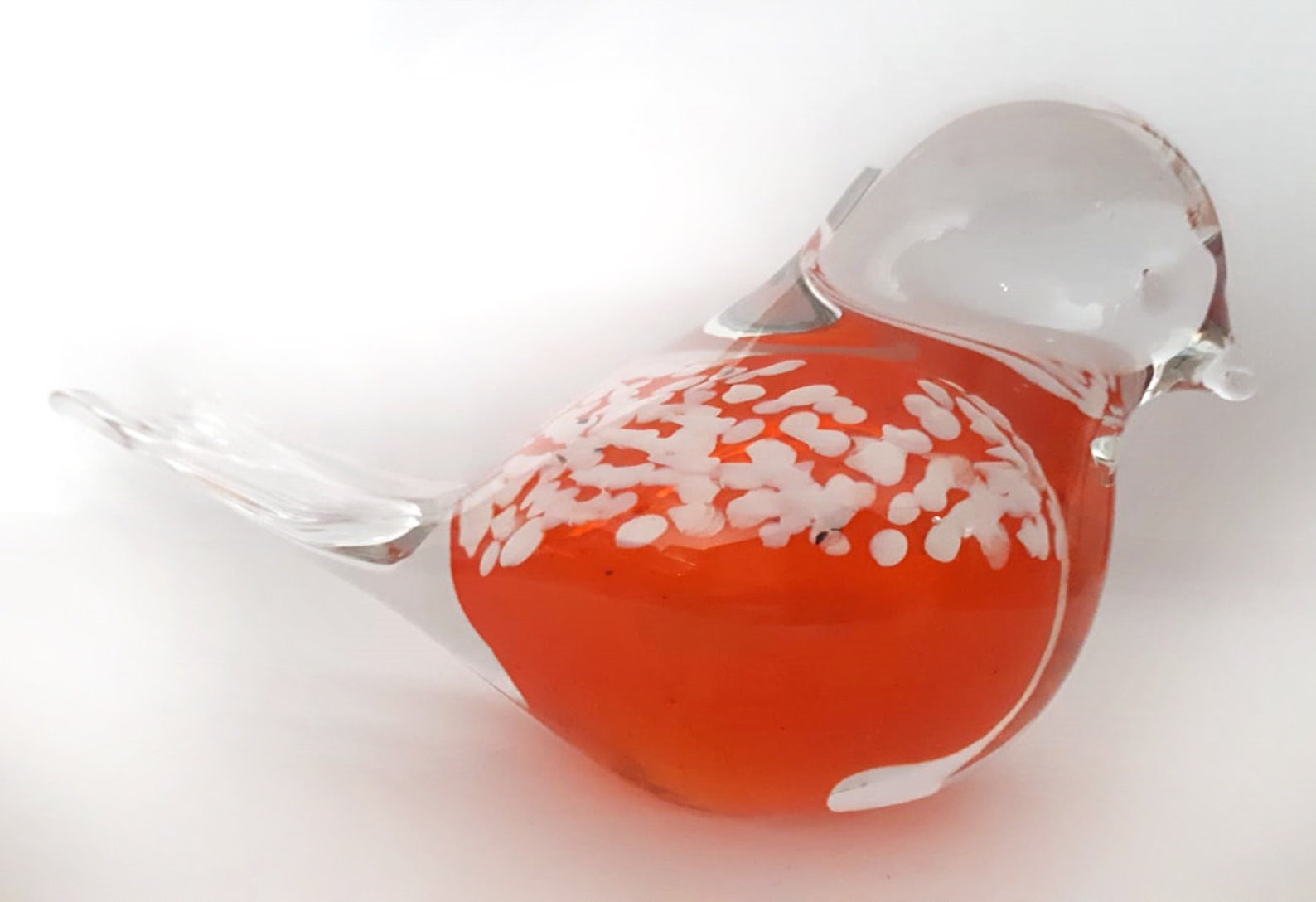 Orange Glass Bird Figurine Eco Glass Ornament Glass Art Etsy
