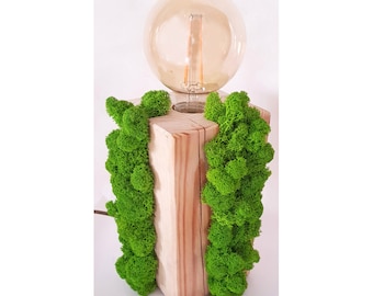 Wooden lamp with Scandinavian moss made to order, traditional lamp, Floor lamp, living, home, art deco, furniture, electric lamp, Natural