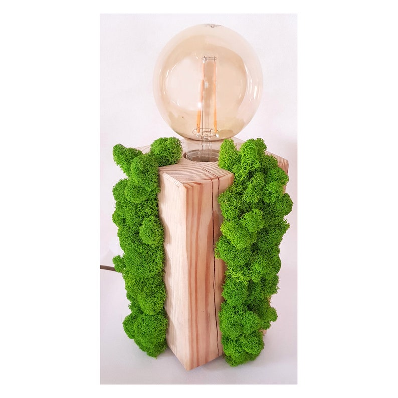 Wooden lamp with Scandinavian moss made to order, traditional lamp, Floor lamp, living, home, art deco, furniture, electric lamp, Natural image 1