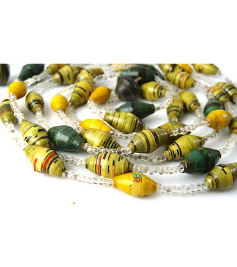 Design Necklace, Green, Yellow, Purple, Bead, One of a Kind, Summer Jewelry, Jewelry Necklace, Gift for Her, Simple Necklace, Eco Jewelry image 1
