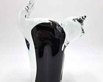 Handmade Black Blown Glass Cat This Cat is an Excellent Season Gift, Paperweight or Decorative Figurine