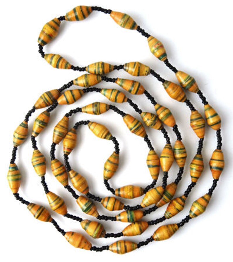 Long Beige Necklace Craft Necklace Jewelry Necklace Environment Friendly Jewelry Craft Necklace Bead Necklace African Fashion image 2
