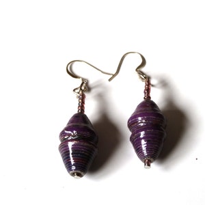 Purple Earrings, Ethnic Earrings, Christmas Earrings, Eco Earrings, Everyday Earrings, Eco friendly Jewelry, Boho Earrings, Modern Earrings image 2