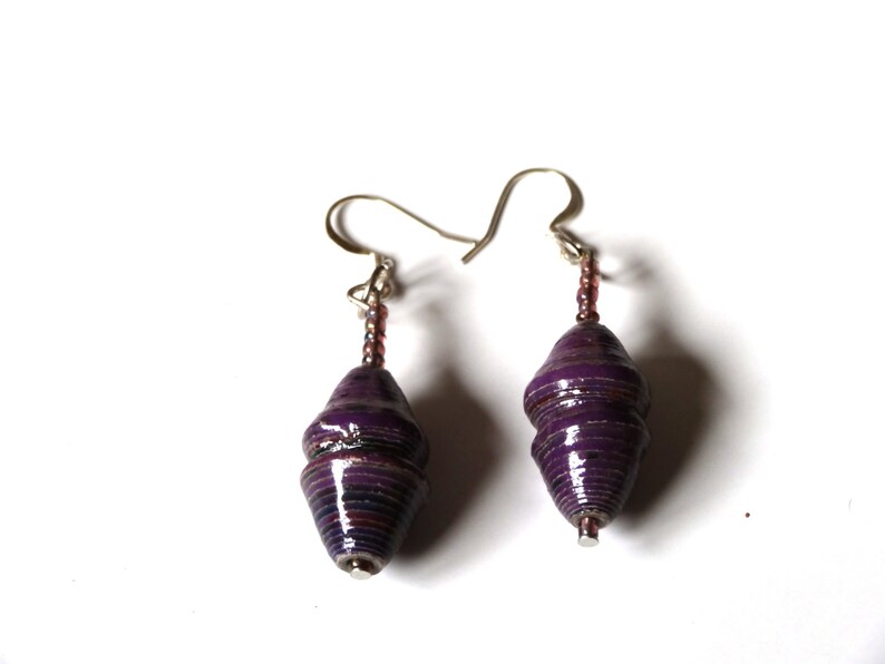 Purple Earrings, Ethnic Earrings, Christmas Earrings, Eco Earrings, Everyday Earrings, Eco friendly Jewelry, Boho Earrings, Modern Earrings image 2