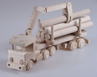 Handmade Wooden Toy Truck: Reclaimed Wood Bales, Educational Gift