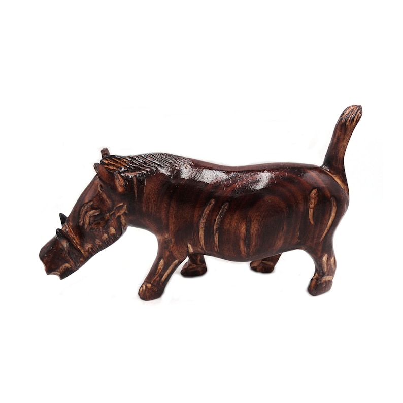 Warthog made from wood, interior deco, model warthog, warthog gift, wood work, wood sculptures, pumba, craft, ornament, jungle, figurine image 3