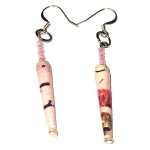 Earrings in pink handmade and crafted by hand. They are a beuatuful gift Idea, Dangle Earrings, Drop Earrings, Gift Earring by afriartisan image 2