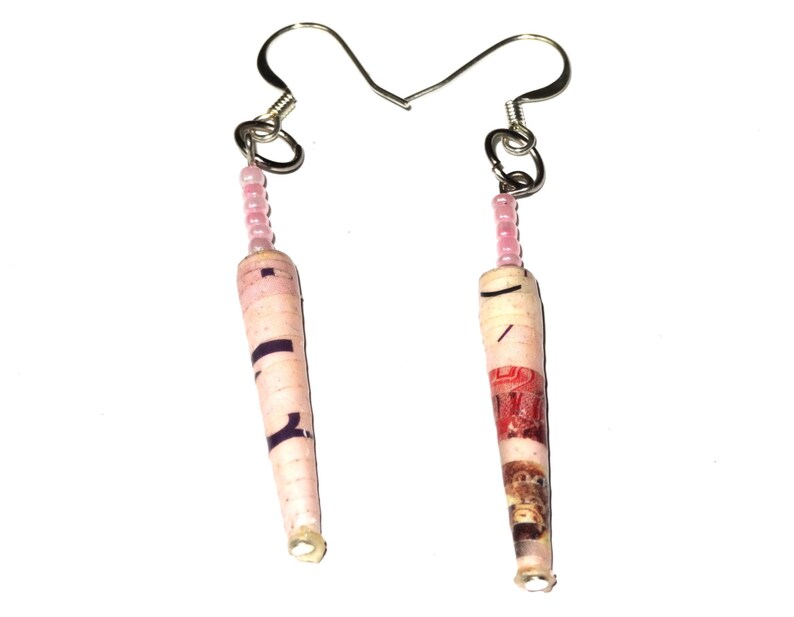 Earrings in pink handmade and crafted by hand. They are a beuatuful gift Idea, Dangle Earrings, Drop Earrings, Gift Earring by afriartisan image 2