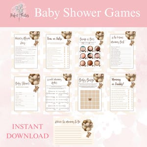 Neutral Teddy Bear Baby Shower Games – Instant Download – Teddy Bear Baby Shower Fun Activities