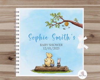 Personalised Blue Winnie the Pooh Baby Shower Guest Book, Winnie the Pooh Baby Shower.