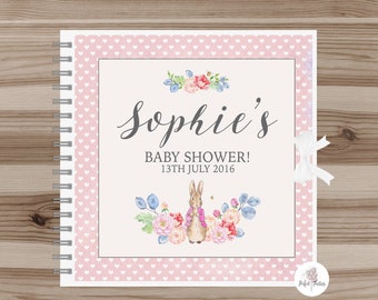 Personalised Flopsy Rabbit Baby Shower Guest Book, Flopsy Rabbit Birthday Party Guest Book, Flopsy Rabbit Keep Sake