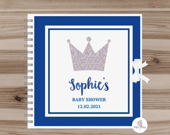 Personalised Little Prince Baby Shower Guest Book, Blue Little Prince Birthday Party Guest Book