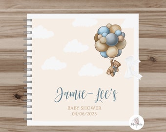 PERSONALISED Blue Teddy Bear Baby Shower Guest Book, Keep Sake, Cute, Games, Teddy Bear Baby Shower Party