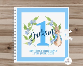 Personalised Peter Rabbit 1st Birthday Party Guest Book, Memory Book, Scrap Book - ANY AGE