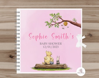 Personalised Pink Winnie the Pooh Baby Shower Guest Book, Winnie the Pooh Baby Shower.