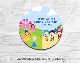 35 Personalised Boy Girl Pirate Thank You Stickers Sweet Cone Birthday Party