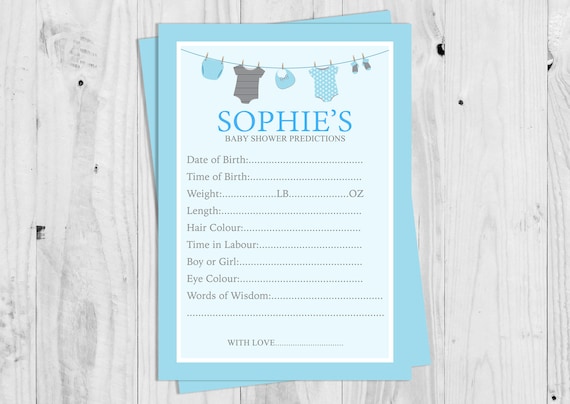 Peter Rabbit A6 Size Pack of 10- Blue Baby Boy Baby Prediction Cards Dinosaur Stork Rainbow Safari Baby Shower Rabbit Bear