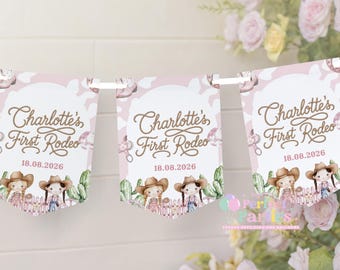 Personalised My First Rodeo Pink Bunting 3 Metre | Cow Girl Bunting Banner | Pink Girl