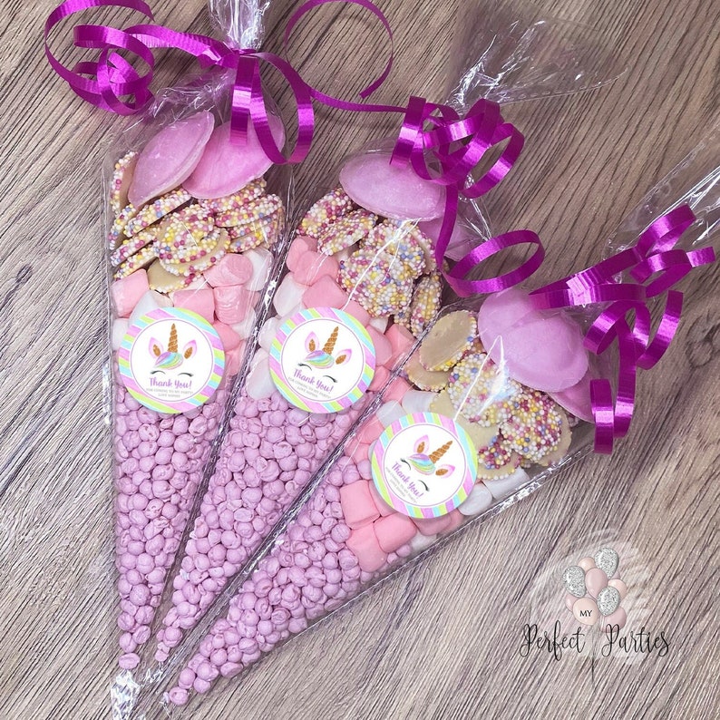 Personalised Unicorn Sweet Candy Cones Sweets Party Bags Pre Filled Sweet Cone, Unicorn Sweet Cones, Prefilled Pre Filled, party cones 