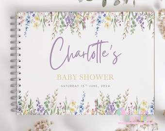 Personalised Baby in Bloom Baby Girl Shower Guest Book | Pink Floral Baby Shower | Floral Party Guestbook