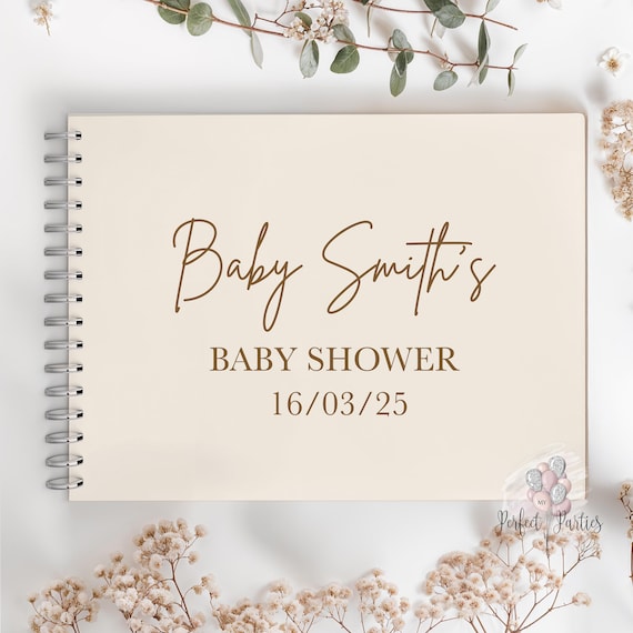 Personalised Neutral Baby Shower Guest Book – Gender Neutral Minimalistic Design