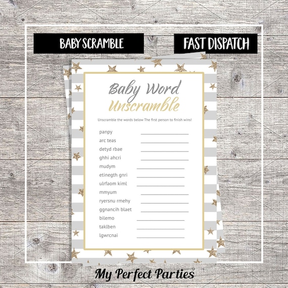 Neutral Baby Shower. CHARADES Yellow Elephant Baby Shower Party Game