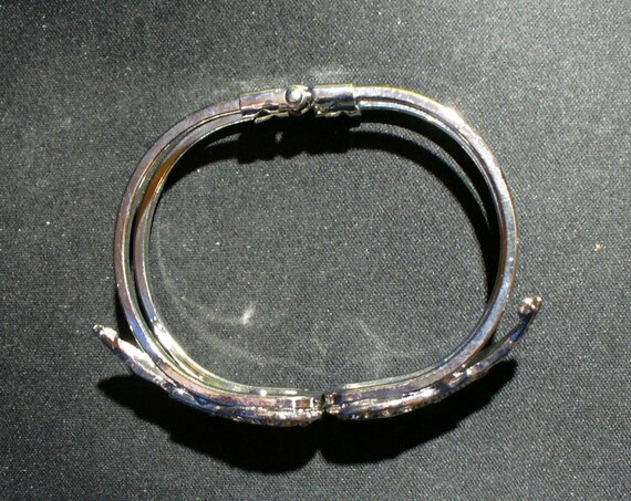 Fancy Rhinestone Silver Tone Clasp Bracelet - image 2