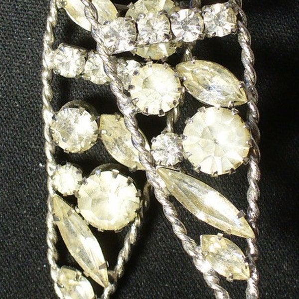 Rhinestone Silver Toned Brooch