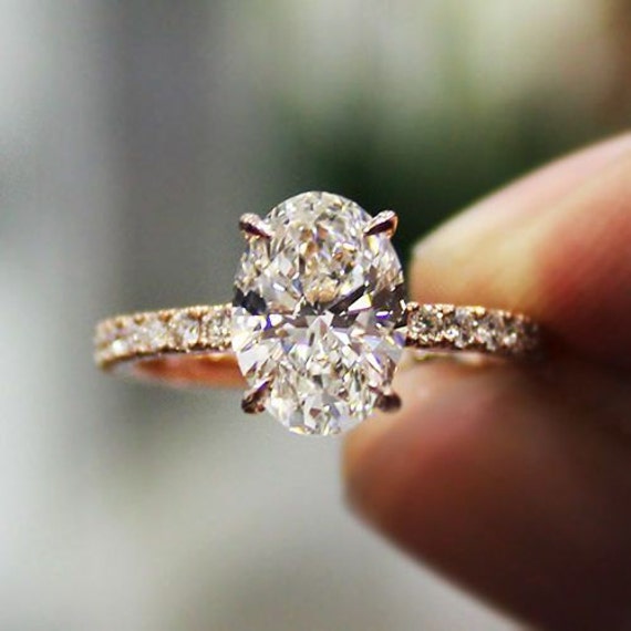 1 65 Carat Oval Cut Diamond Engagement Ring Eternity Band 