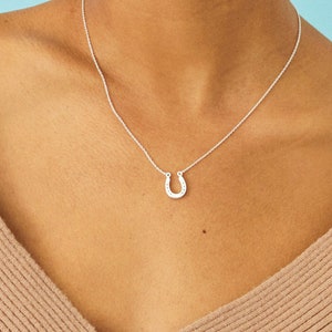Lucky Horseshoe Silver Necklace, Equestrian Pendant, Charm Necklace, 925 Silver