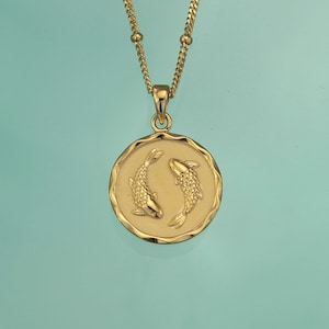 Gold Star Sign Zodiac Necklaces | Pisces Pendant | Horoscope Jewellery | Add a Birthstone