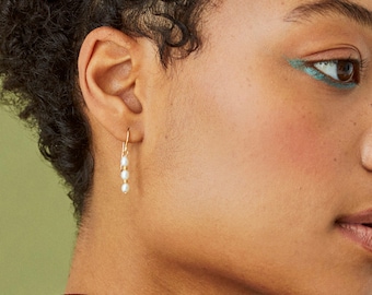 18K Gold Vermeil Pearl Drop Earrings: Freshwater Seed Pearl Jewelry