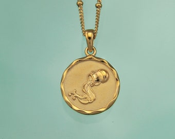 ゴールド星座ネックレス | 水瓶座ペンダント | 星占いジュエリー | 18K
