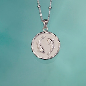 Silver Star Sign Zodiac Necklaces | Pisces Pendant | Horoscope Jewellery | Add a Birthstone