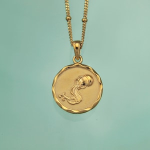 Gold Star Sign Zodiac Necklaces | Aquarius Pendant | Horoscope Jewellery | 18K Gold Vermeil