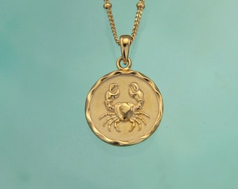 Gold Star Sign Zodiac Necklaces | Cancer Pendant | Horoscope Jewellery | 18K Gold Vermeil