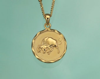 Gold Star Sign Zodiac Necklaces | Taurus Pendant | Horoscope Jewellery | 18K Gold Vermeil | Add a Birthstone