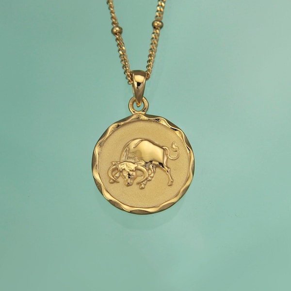 Gold Star Sign Zodiac Necklaces | Taurus Pendant | Horoscope Jewellery | 18K Gold Vermeil | Add a Birthstone