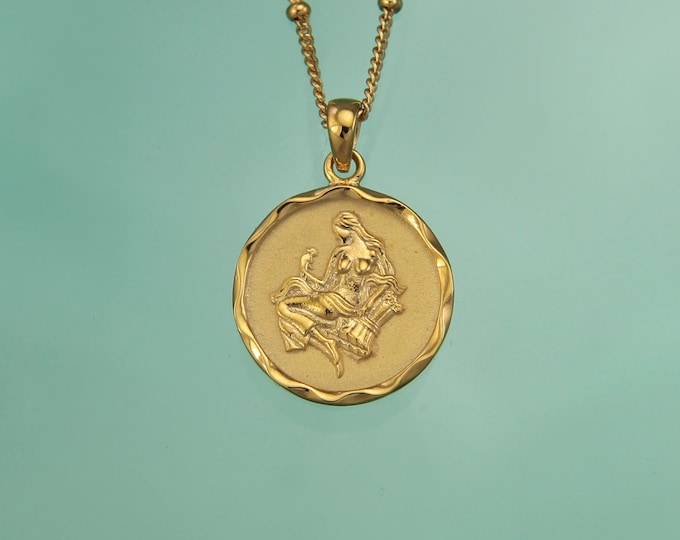 Gold Vermeil Virgo Zodiac Star Sign Pendant Necklace, Personalised Birthstone Jewellery Gift