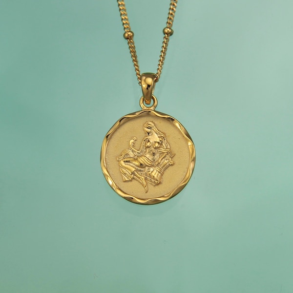 Colliers en or signe du zodiaque | Pendentif Vierge | Bijoux horoscope | Vermeil en or 18 carats | Ajouter une pierre de naissance