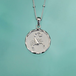 Silver Star Sign Zodiac Necklaces | Scorpio Necklace | Horoscope Jewellery | 925 Sterling Silver | Add a Birthstone