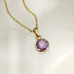 Amethyst Pendant In 18k Gold Vermeil, 45cm Gold Chain, February Birthstone, Natural Gemstone Necklace