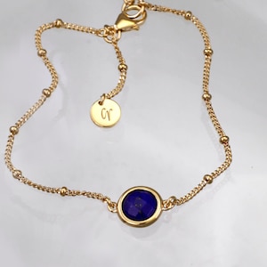 Lapis Lazuli Bracelet: 18K Gold-Plated Sterling Silver Beaded Chain