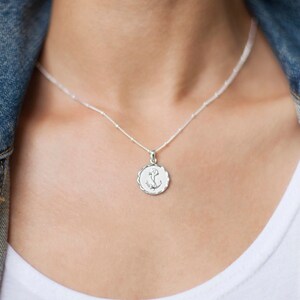 Silver Anchor Necklace Pendant, Good Luck Charm, 925 Silver, Beaded Chain, Personalised Jewellery, Birthstone Jewellery