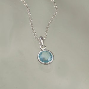 Blue Topaz Pendant In 925 Silver, 45cm Silver Chain, December Birthstone, Natural Gemstone Jewellery