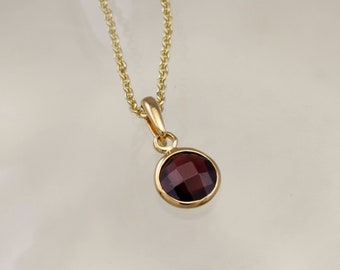 Garnet Pendant In 18k Gold Vermeil, 45cm Gold Chain, January Birthstone Jewellery, Natural Indian Garnet