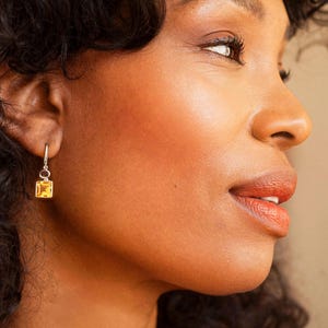 Citrine and Garnet Sterling Silver Earrings: November Birthstone